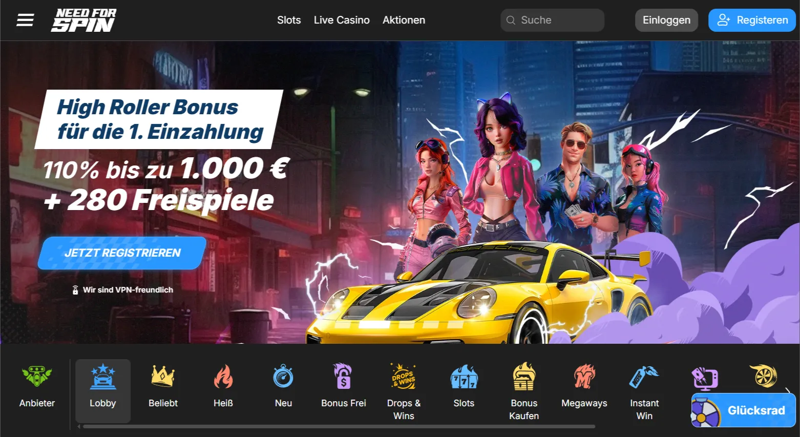Need for Spin – gewinnen Sie mit Turbo-Bonus mit € 2.500 + 530 FS